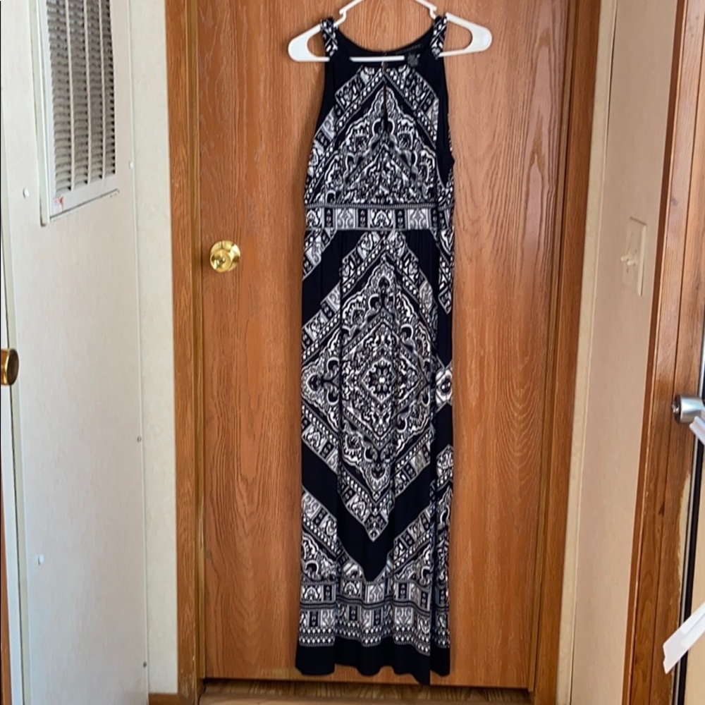 black and white long dress